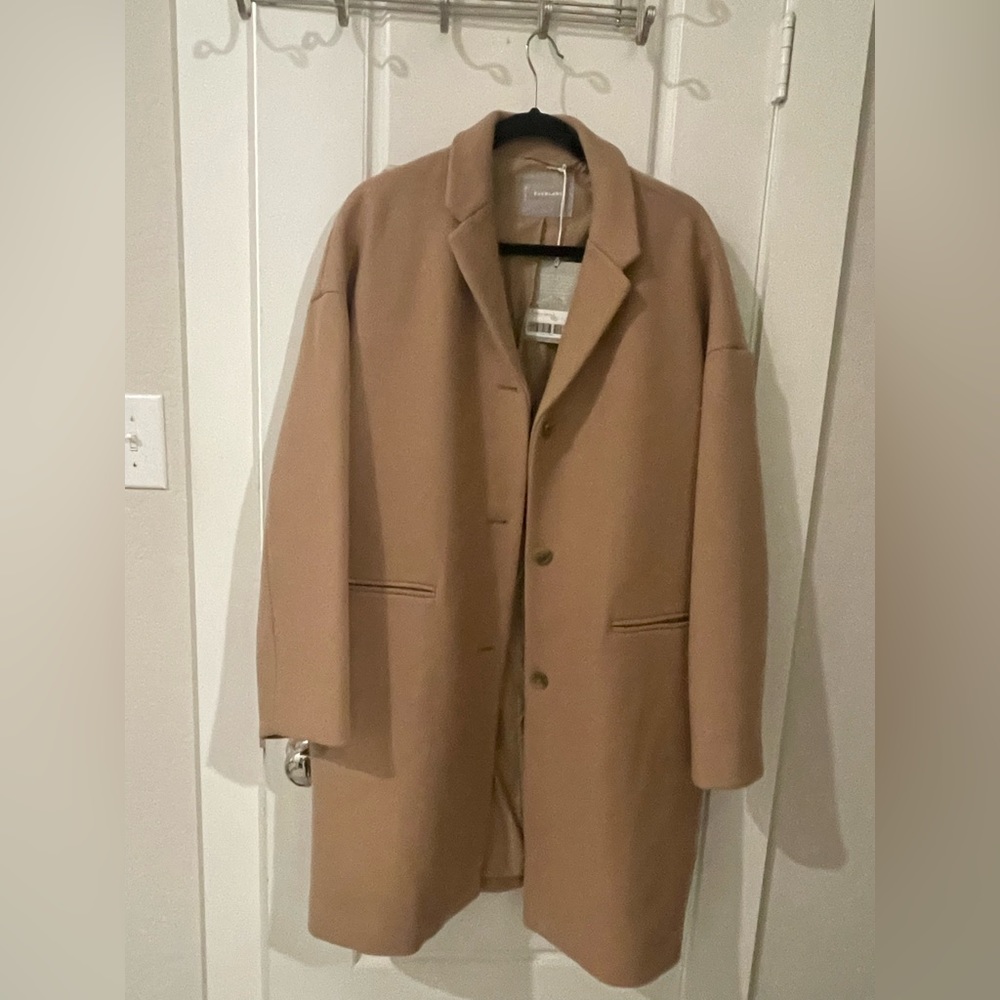 Everlane The Cocoon Wool Blend Coat :Tan size  14 New Womens Long Trench Jacket